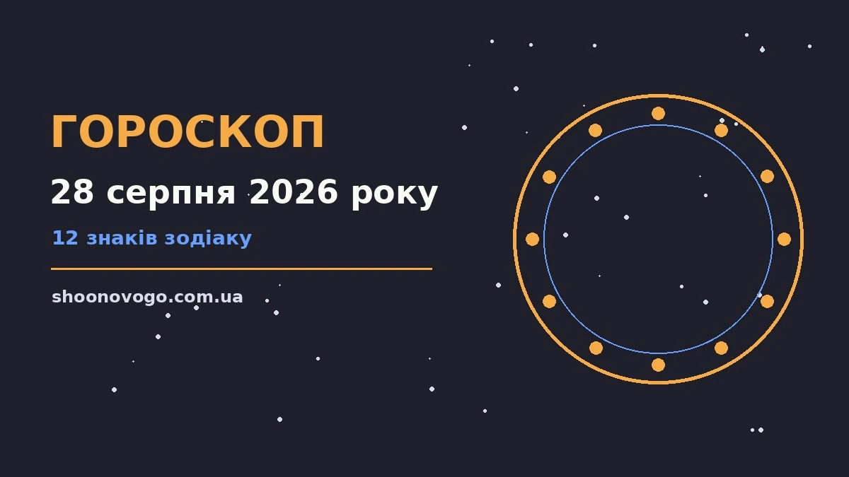 Зоряне небо над міським пейзажем увечері п'ятниці 28 серпня 2026 року, символ щоденного гороскопу