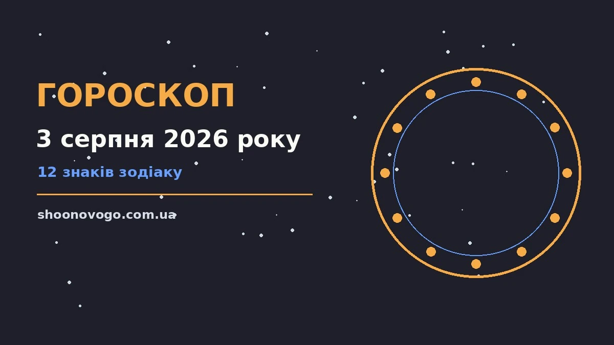Астрологічний гороскоп на 3 серпня 2026 року з символами знаків Зодіаку